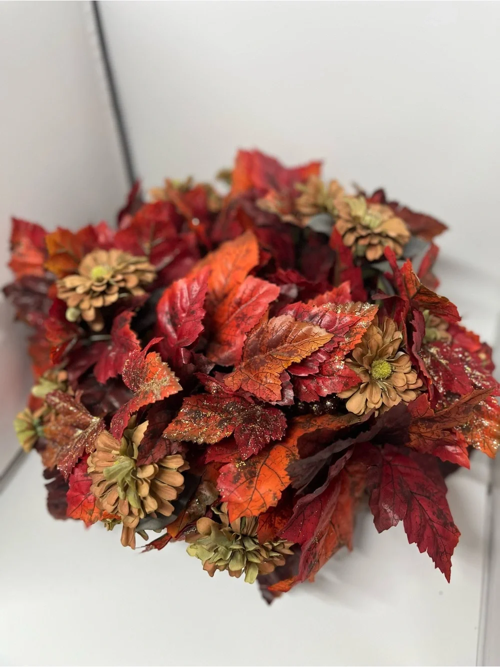 Autumn Faux Maple Leaf and Floral Centerpiece